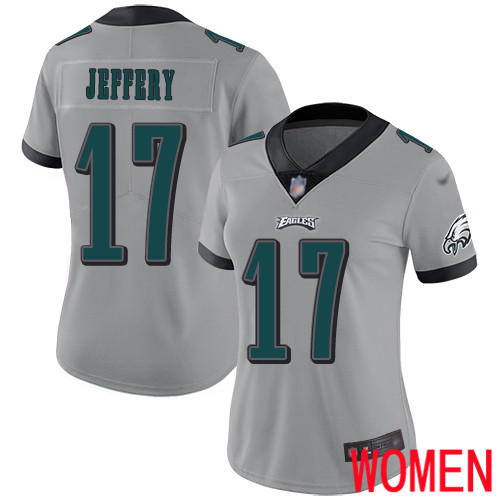 Women Philadelphia Eagles #17 Alshon Jeffery Limited Silver Inverted Legend NFL Jersey Football